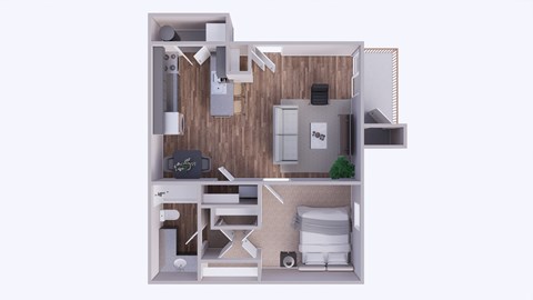 Floor plan for 1 bed, 1 bath, 459 sqft